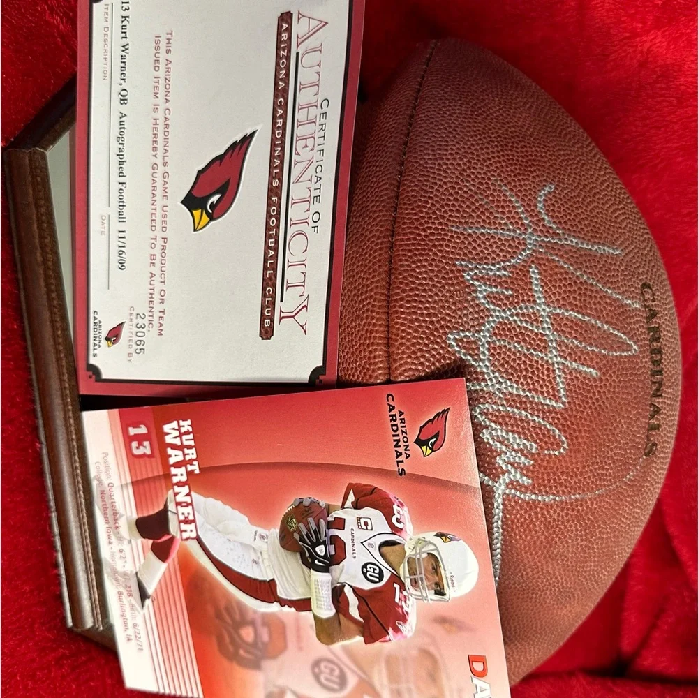 Kurt Warner certified autographed football - Picture 2 of 3